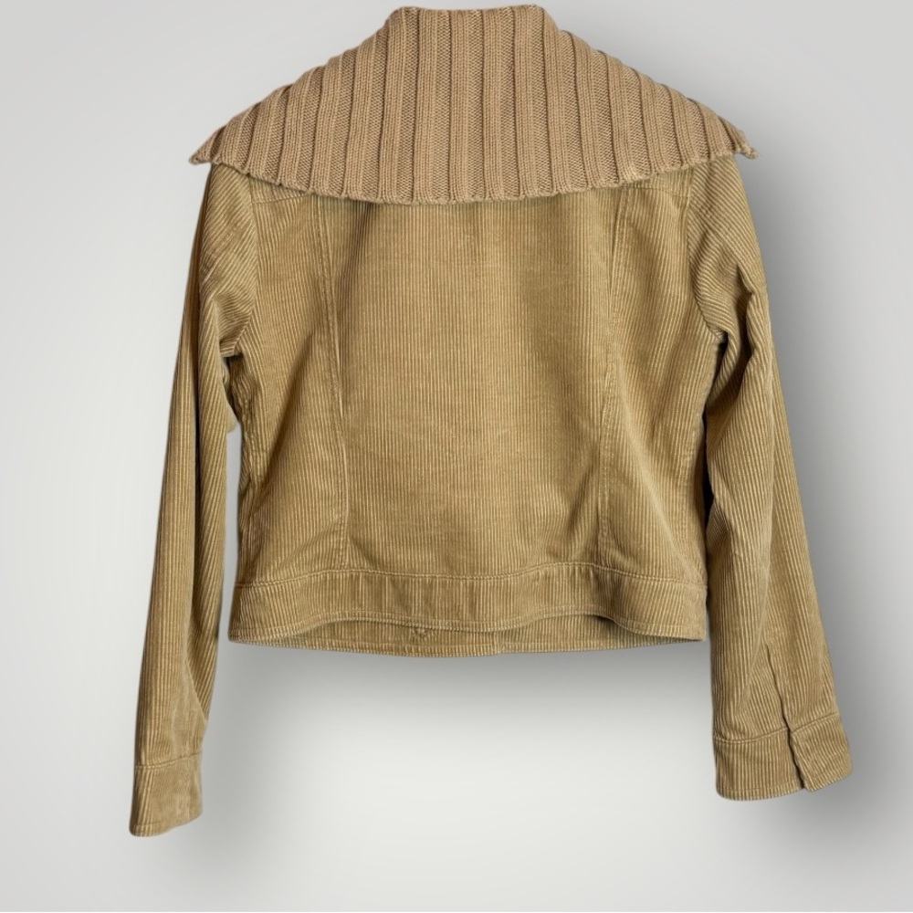J Crew Cropped Corduroy Jacket Size Medium Shawl Collar Snaps Y2K Tan Vintage - Picture 5 of 8